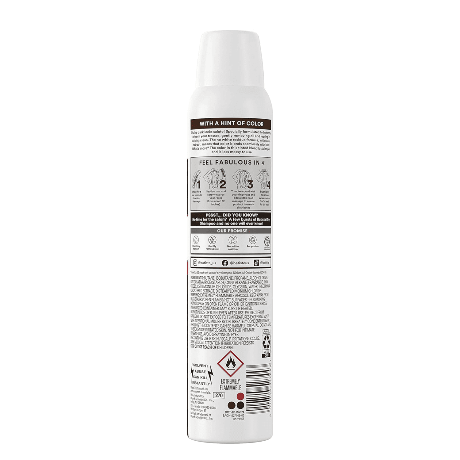 Batiste Colour Dry Shampoo Dark Hair - 200Ml