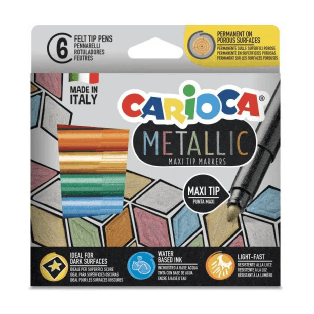 Carioca Metallic Maximarkers Box 6pcs Felt Tip Pens