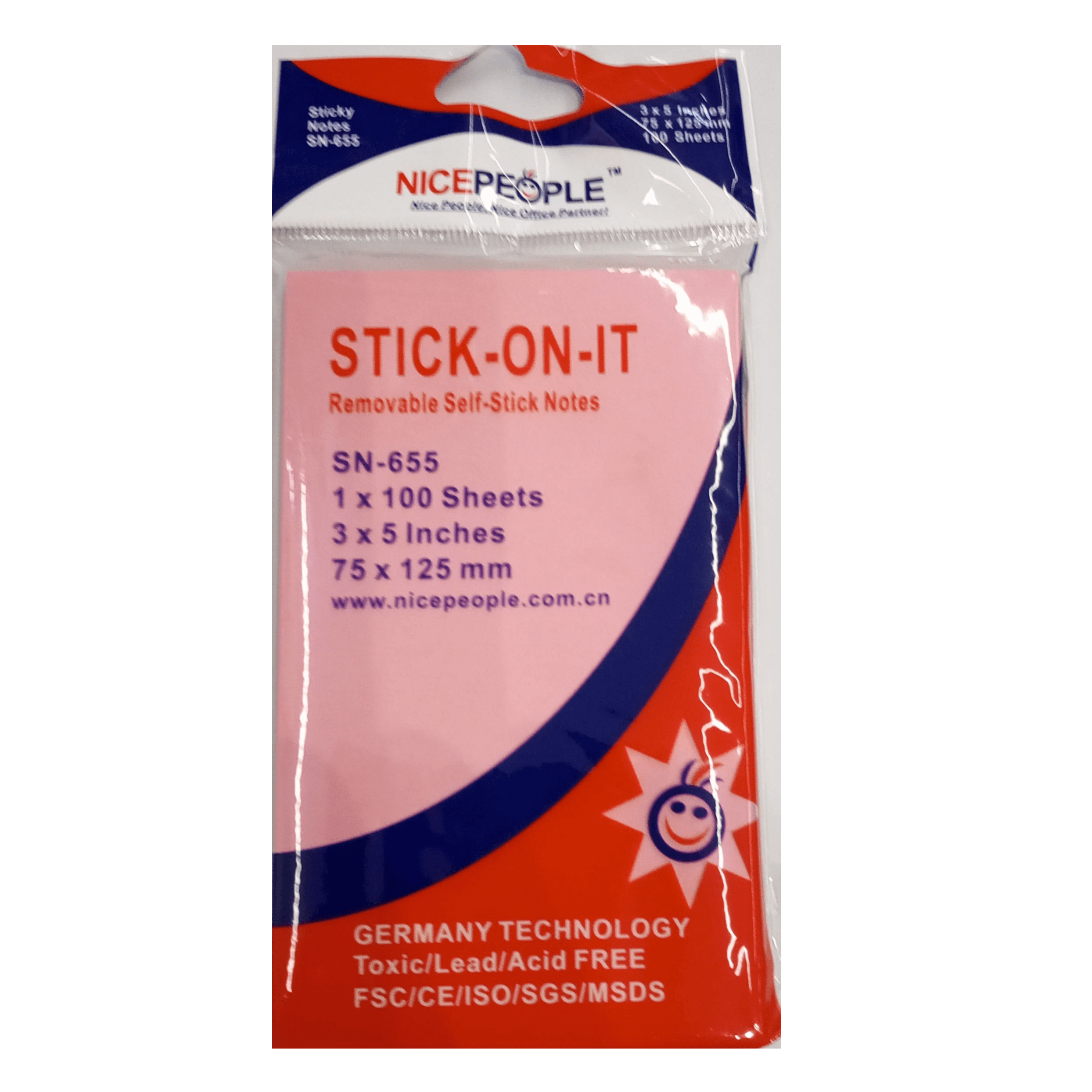 Notes Sticky   100 Sheets Paper 75Gsm 75x125 MM Pink