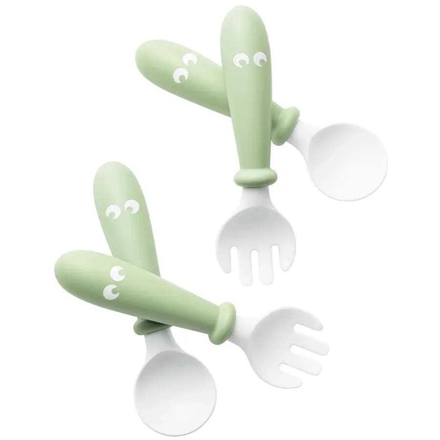 Babybjorn Baby Spoon And Fork - 4 Pcs (Powder Green)