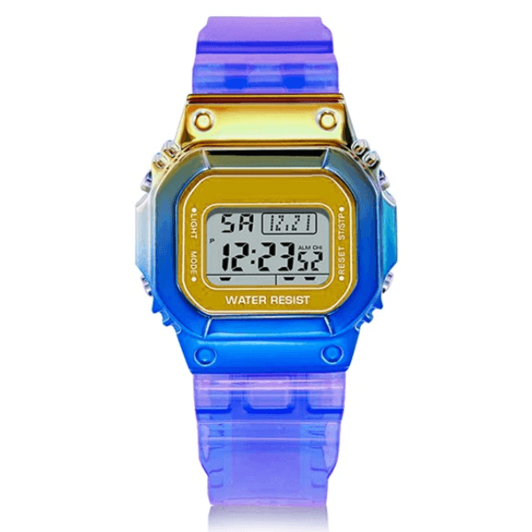 Multifunction Waterproof Watches Gradient Rectangle Unisex - Dark Blue
