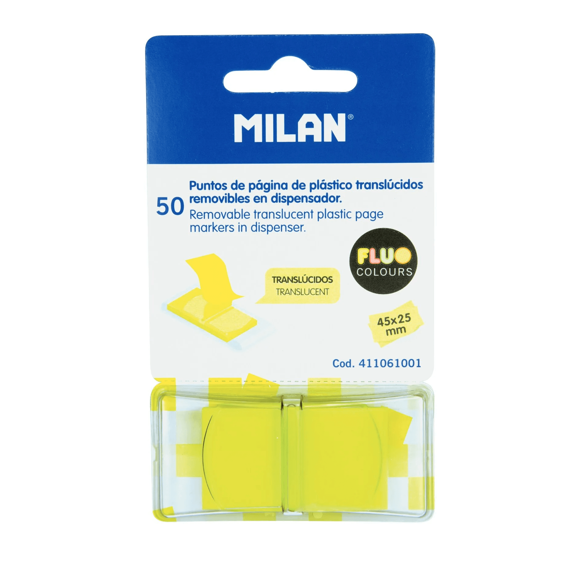 Dispenser 50 translucent Fluo yellow page markers