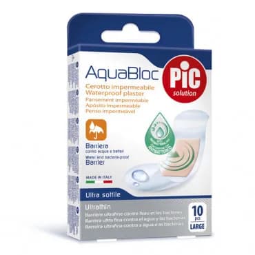 Pic Aquabloc Waterproof Plaster Ultra Thin Size / Large 25 x 72mm 10 Pieces Ref-02024001