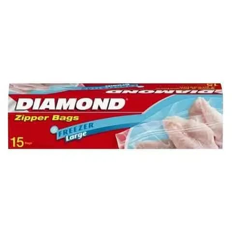 Diamond Zipper Storage Bags Bio Freezer Large 15 Pieces