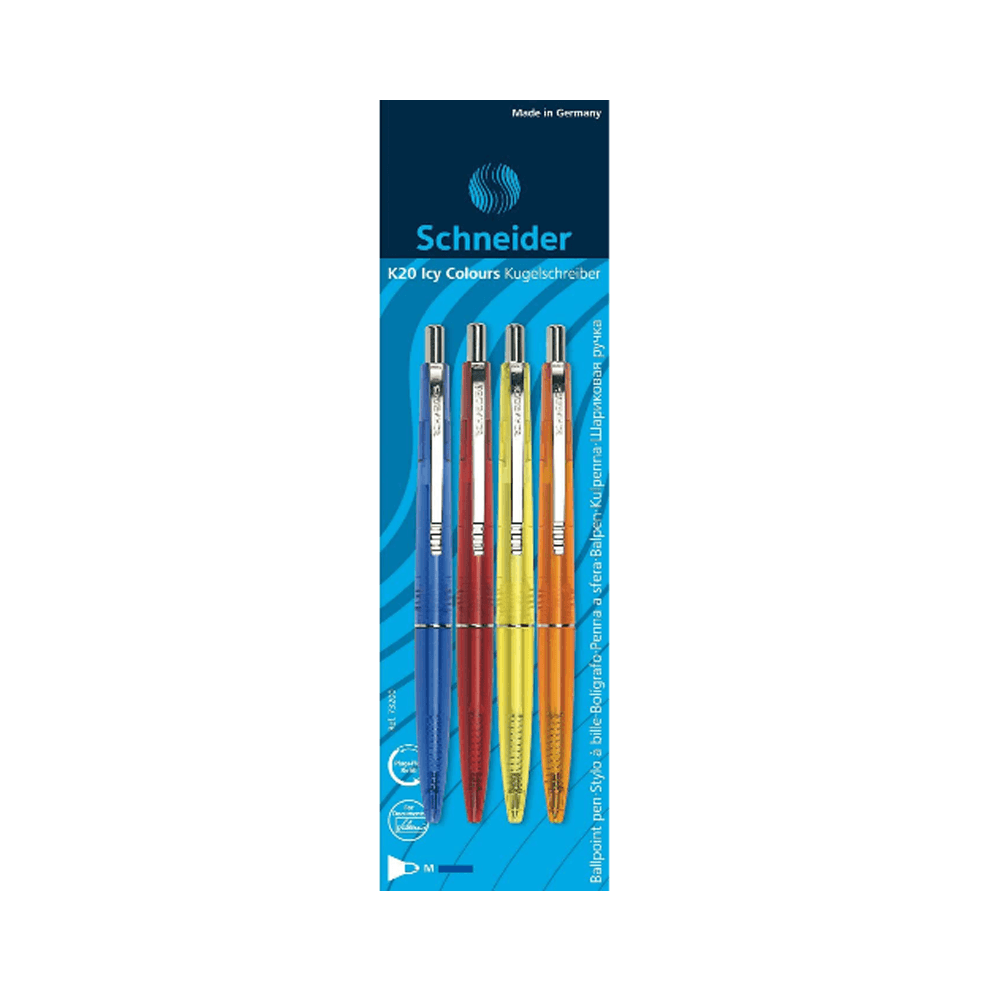 Schneider Ballpoint Pen Medium 4 Pcs K20 Icy