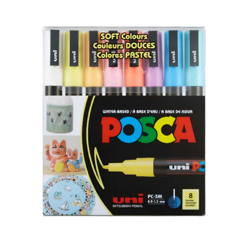 UNI POSCA Fine Marker Set Acrylic Paint 8 colors PMHO12 Set