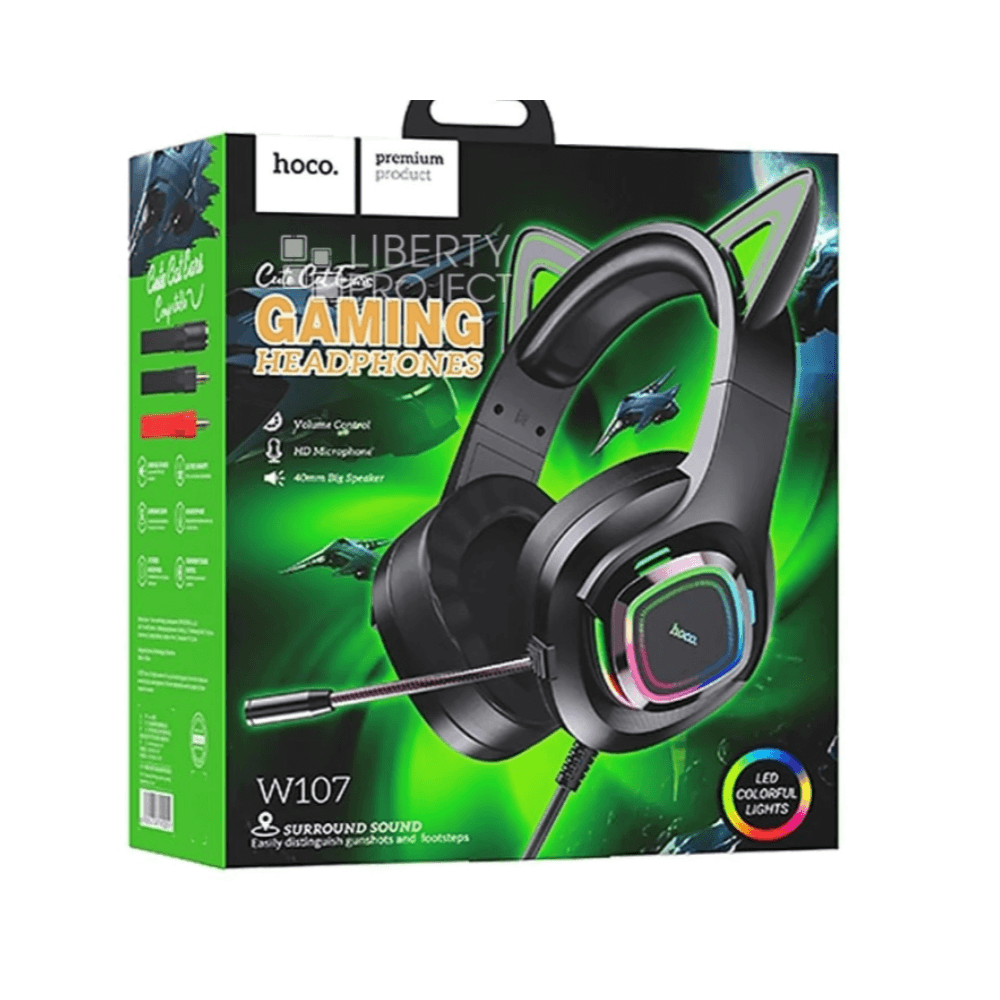 Hoco Cute Cat Luminous Ear Gaming Headphones (W107)