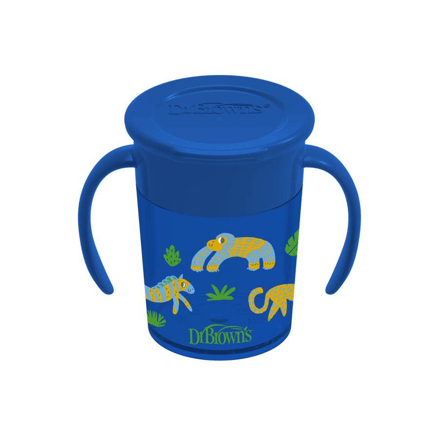 Dr.Browns Smooth Wall Cheers 360 Cup W/ Handles 200Ml (Blue Deco)