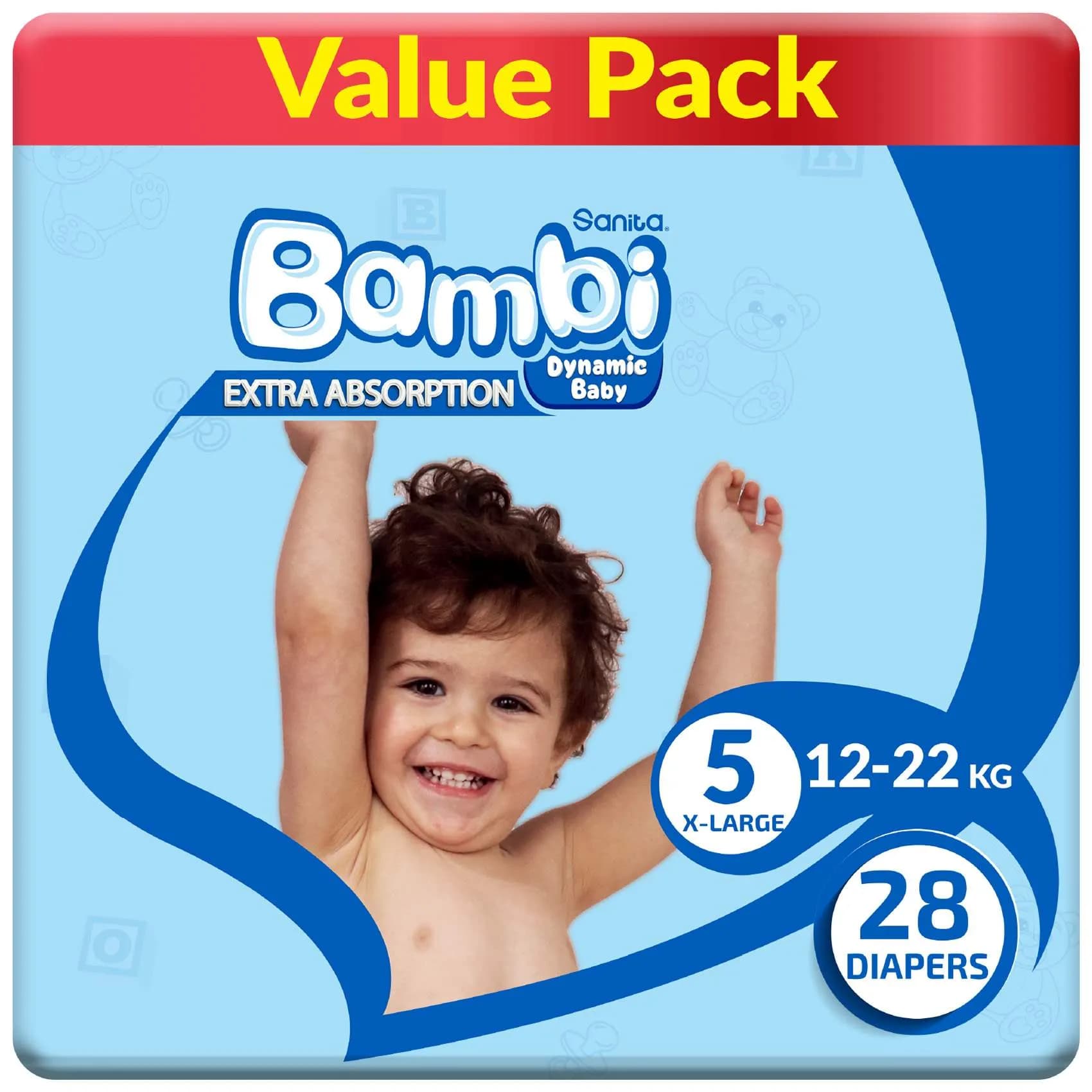 Sanita Bambi Baby Diaper x-Large Value Pack 28 pcs