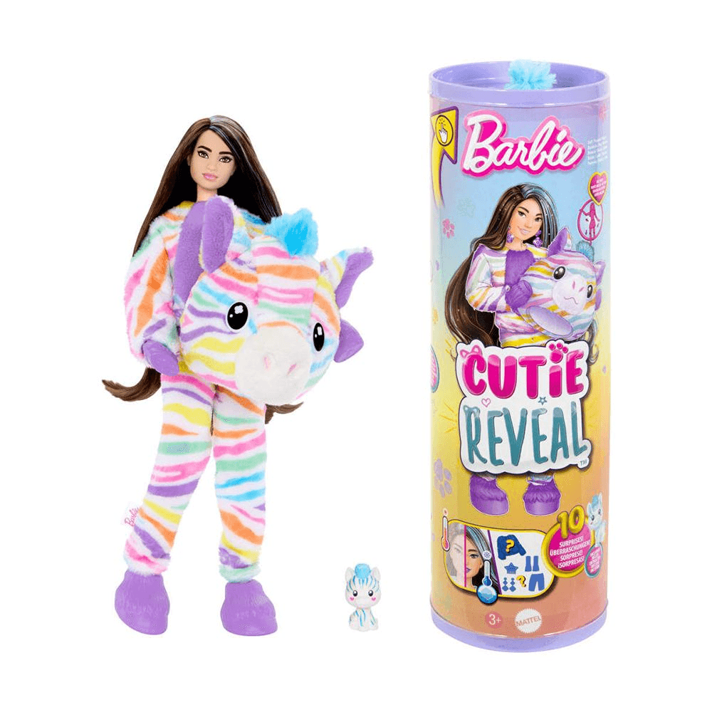 Barbie Cutie Color Reveal Zebra Doll With 10 Surprises