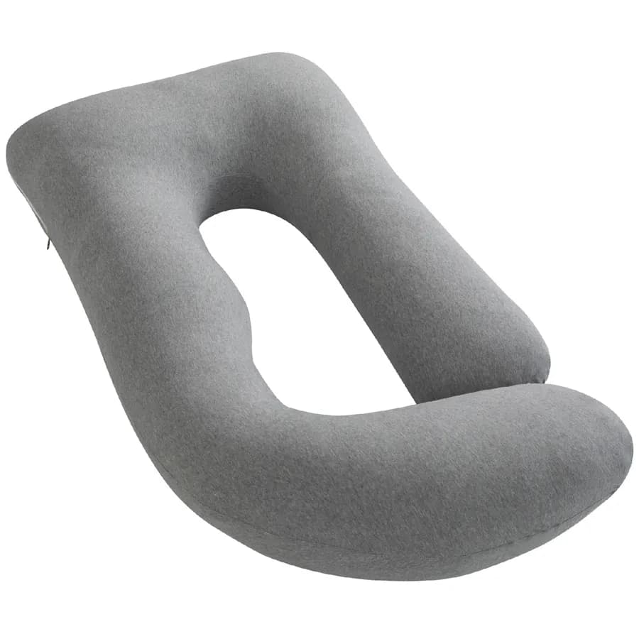 Moon Organic U Shaped Contour Maternity Pillow (Light Grey)