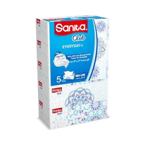 Sanita Club Silky Soft & Strong Facial Tissue 2Ply 130sx5 Pieces