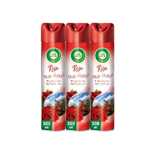 Air Wick Rose Aerosol Air Freshener, 3x300ml