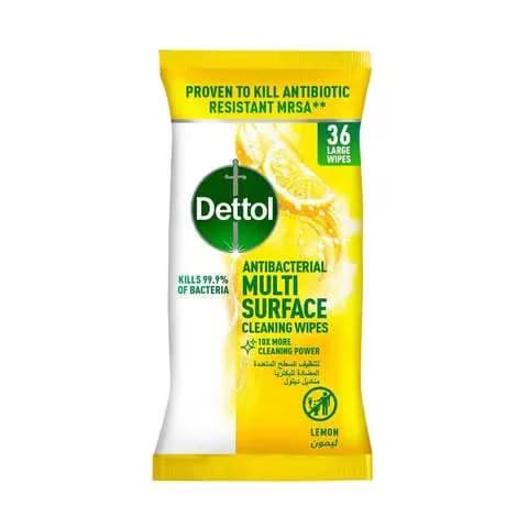 Dettol Antibacterial Multi Surface Cleaning Wipes With Lemon 36 Large Wipes