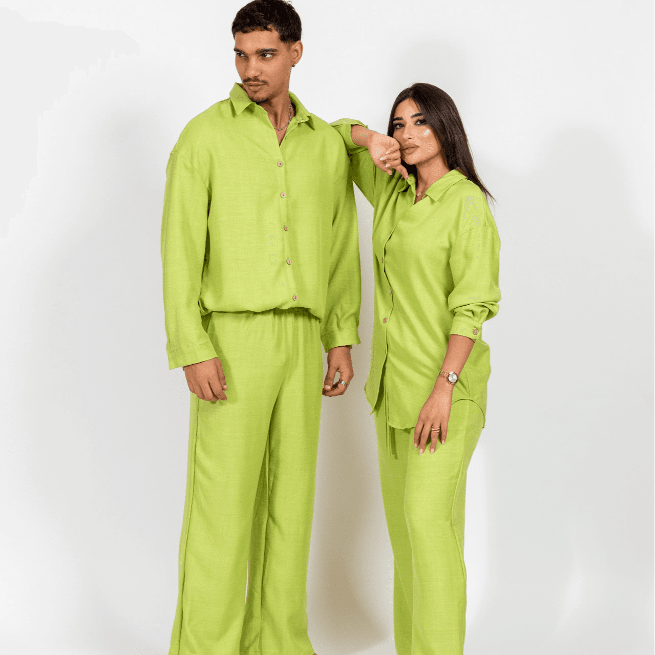 Long Sleeve Shirt with Wide Leg PantSize M