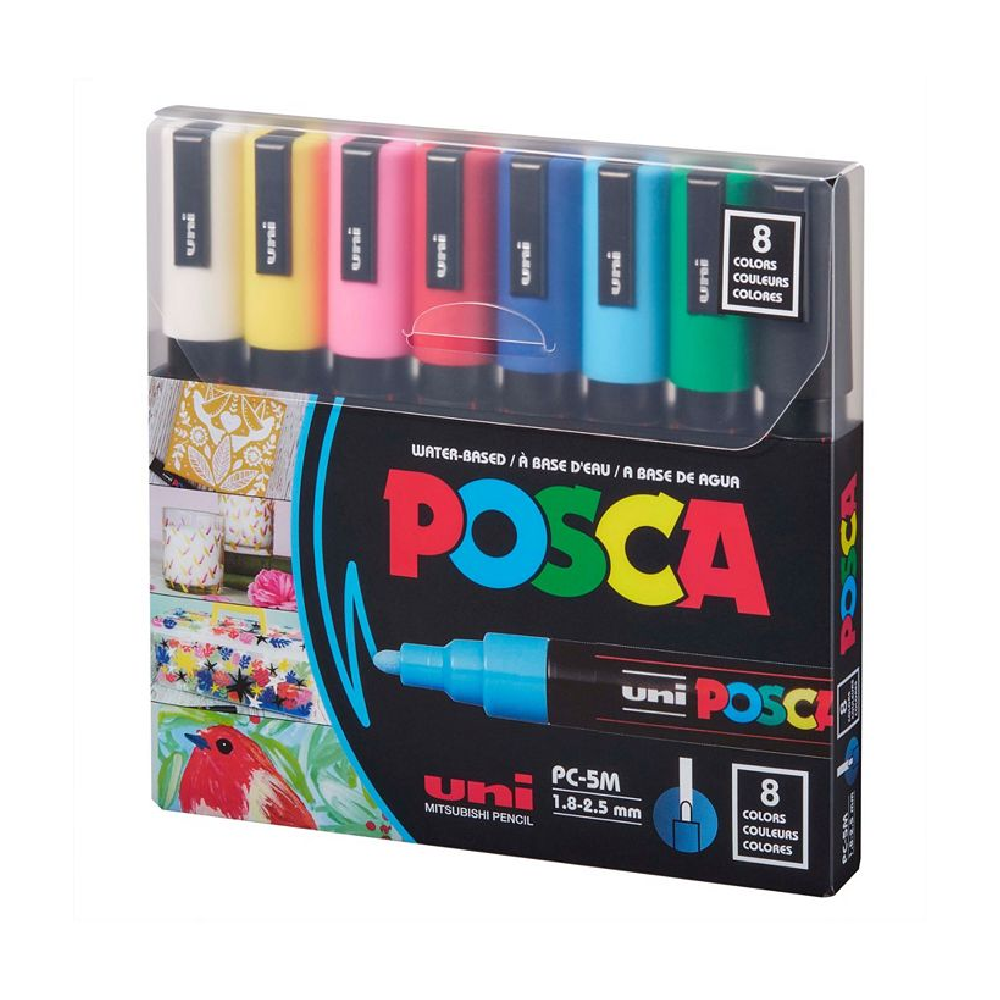 UNI POSCA Fine Marker Set Acrylic Paint 8 colors PMHO04 Set