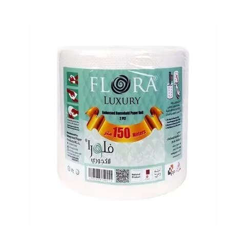 Flora Luxury Embossed House Hold 2Ply Paper Roll 150m