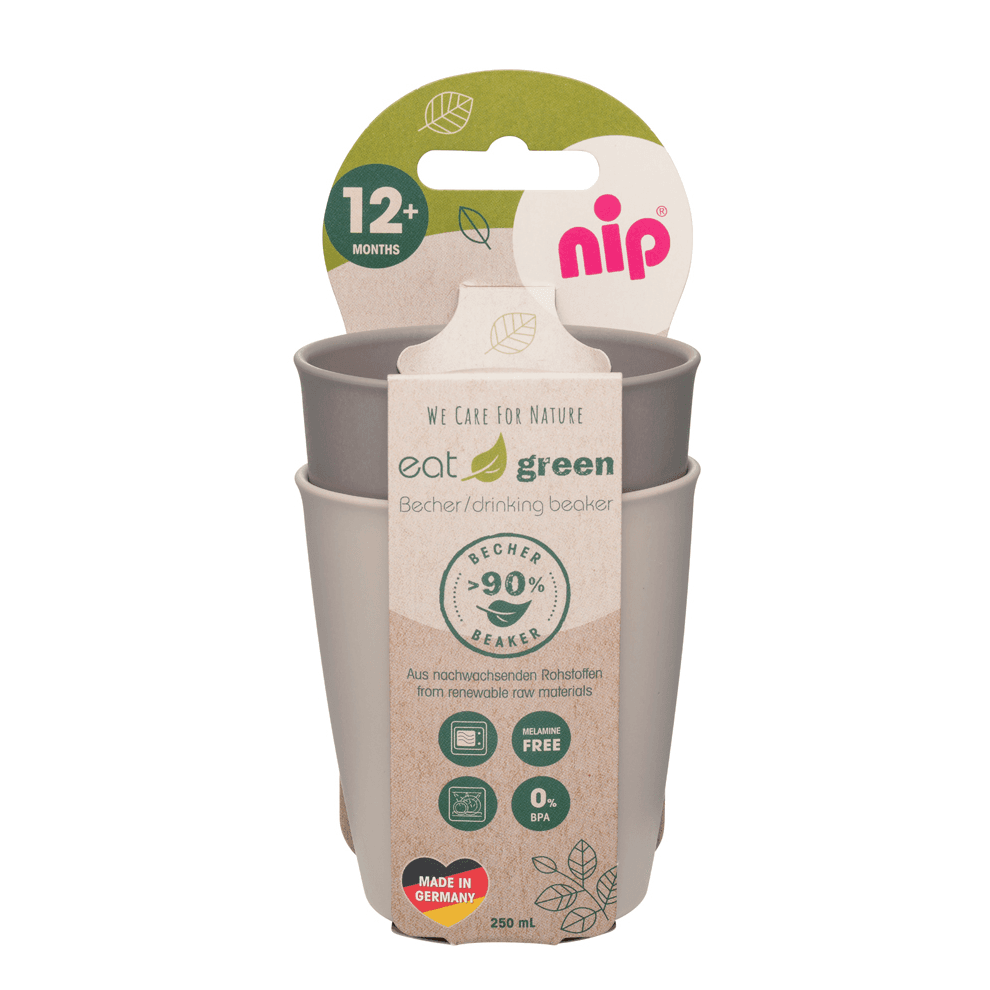 Nip Stackable & Eco-Friendly Drinking Beaker Pack of 2 (Grey)