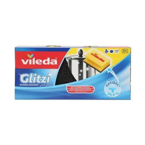 Vileda Glitzi Sponge Scourer Dish Washing High Foam 3Pcs