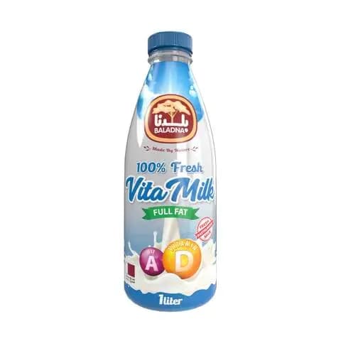 Baladna 100% Fresh Vita Milk Full Fat 1L 