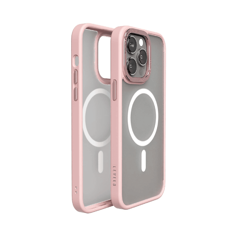 Levelo Magsafe Kayo Back Case For iPhone 14 Pro - Matt Clear/Pink