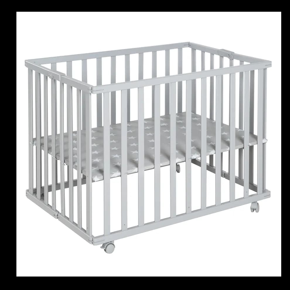 Roba Wooden Foldable Playpen 74 x 100 cm (Taupe) 