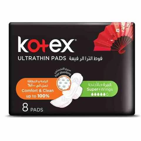 Kotex Ultra Thin Super Pads With Wings  Pack of 8