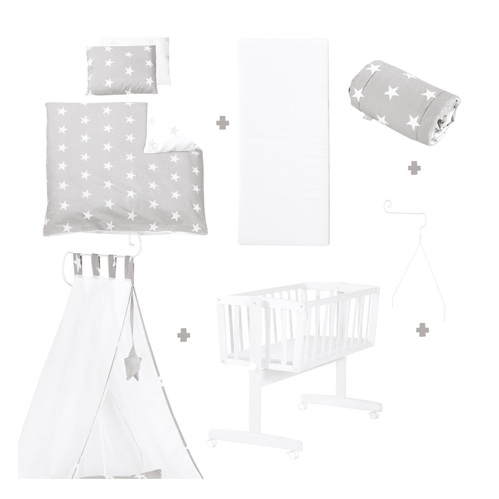 Roba Complete Wooden Cradle Set Little Stars (White)
