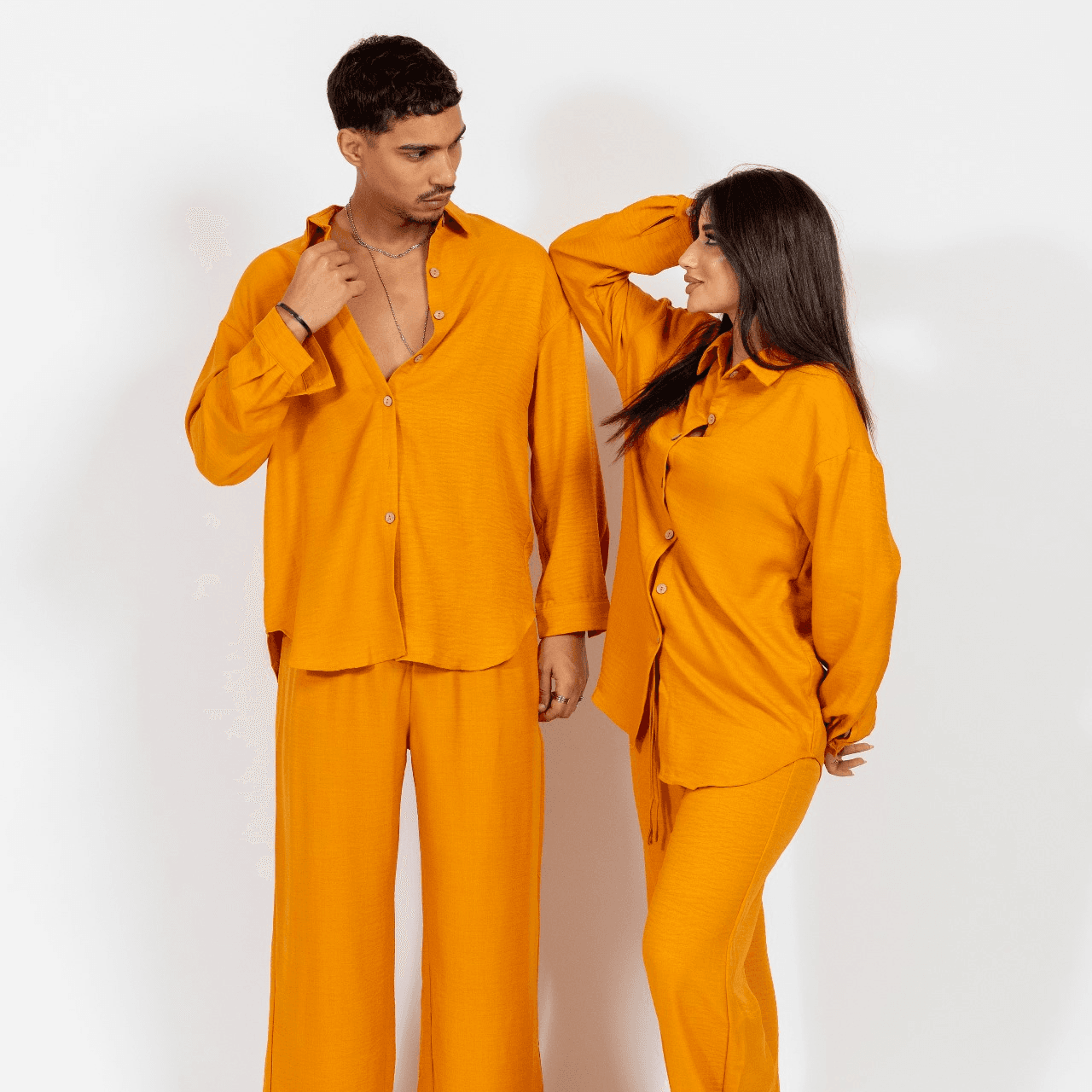 Long Sleeve Shirt with Wide Leg Pant L