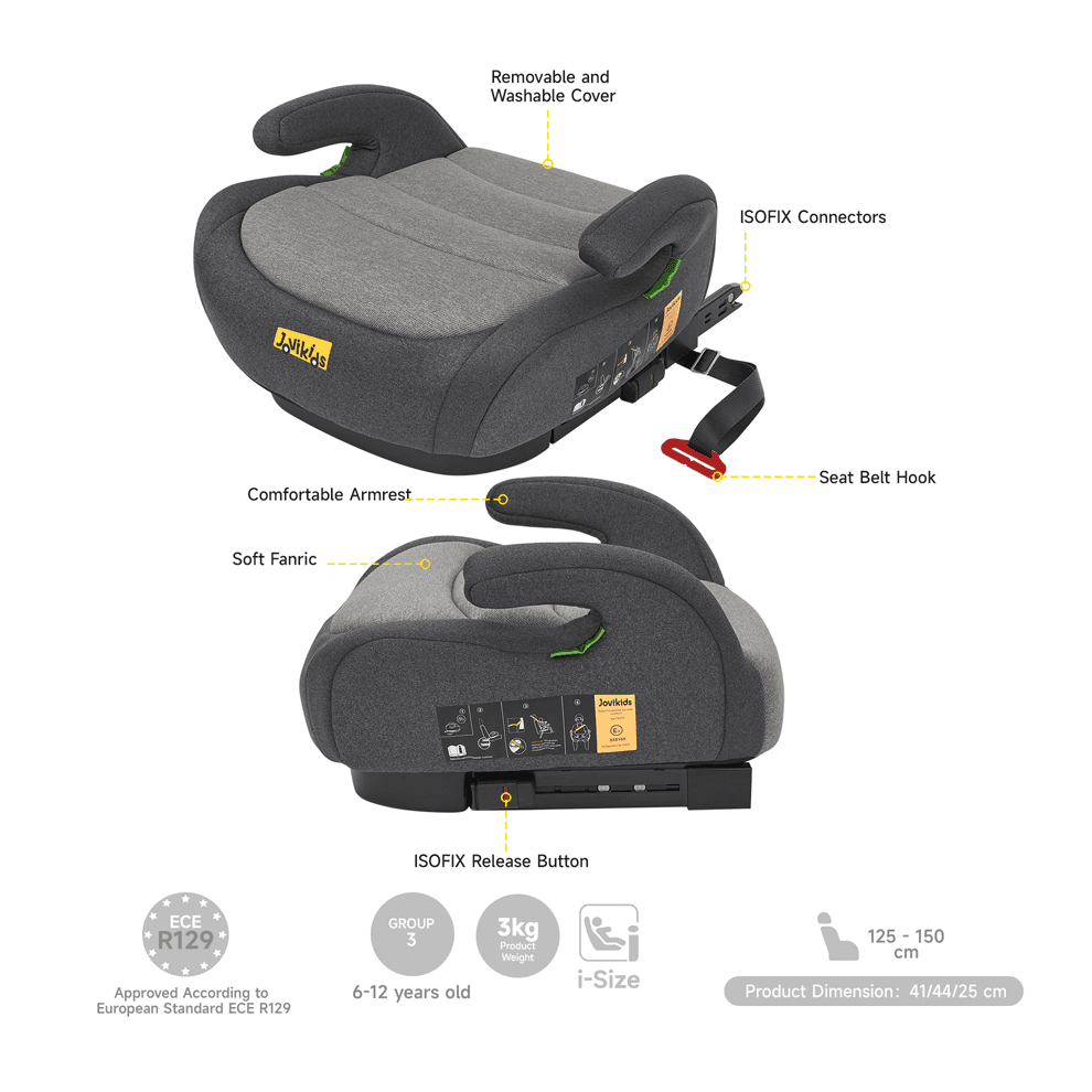 Jovikids Ohho I-Size Booster Car Seat ISOFIX (Black)
