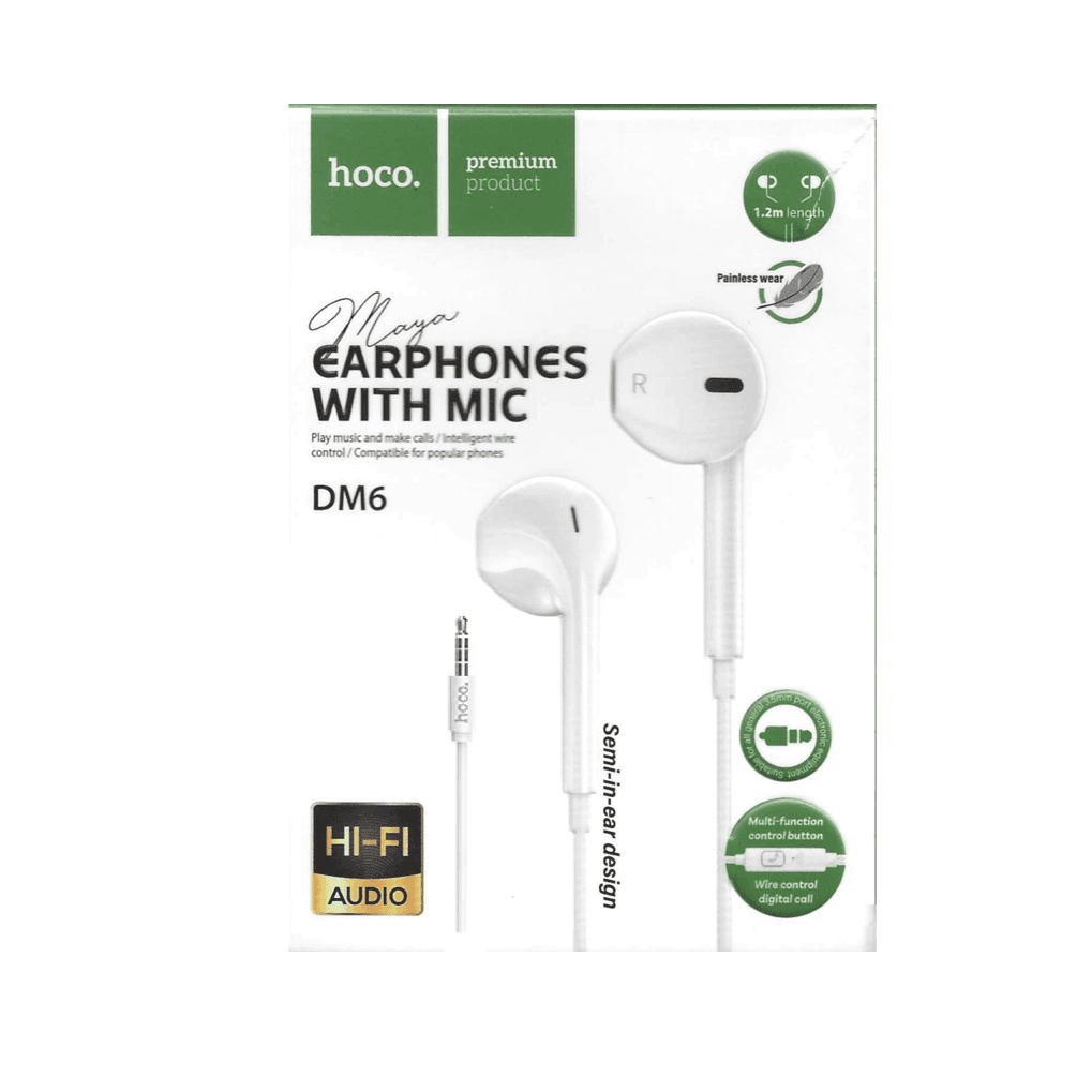 Hoco Earphone With Mic (Dm6) - White