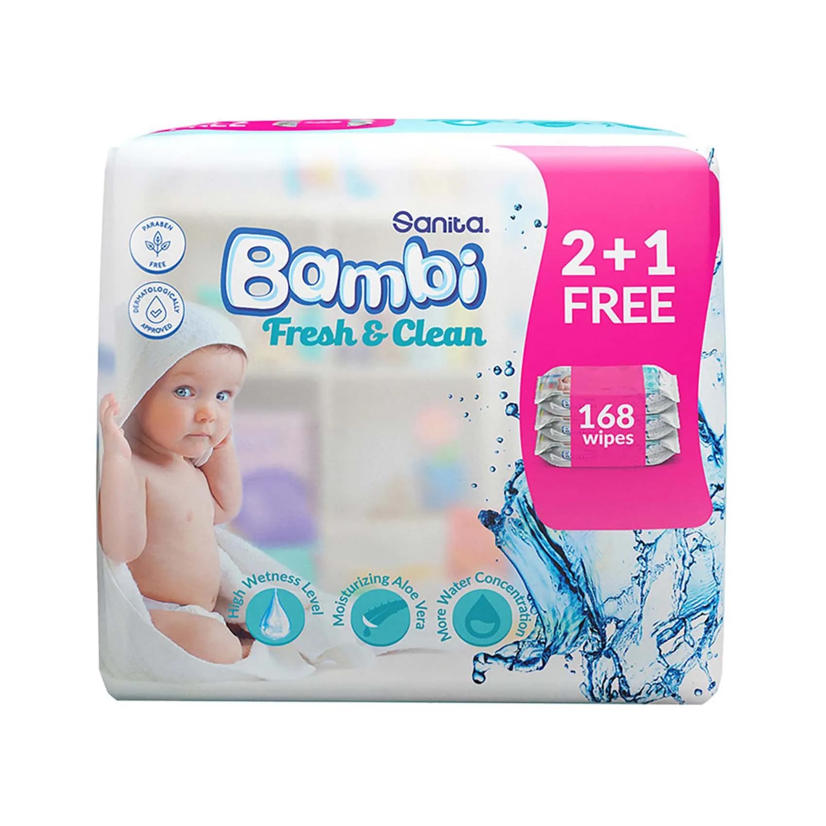 Sanita Bambi Wipes Fresh&clean 56's @2+1free