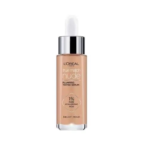 L'oreal Paris True Math Nude Plumping Tinted Serum Foundation 3-4 Light-Medium 30ml