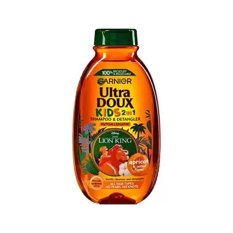 Garnier Ulrtra Doux Apricot & Cotton Flower Kids 2 In 1 Shampoo & Detangler 400ml