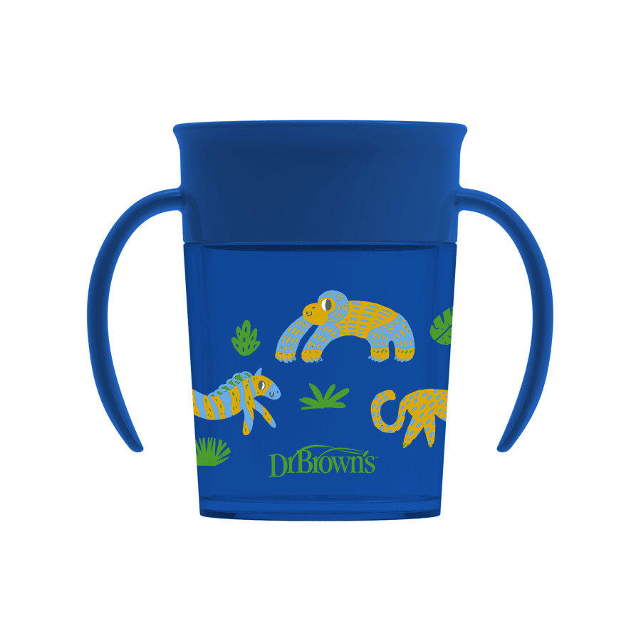 Dr.Browns Smooth Wall Cheers 360 Cup W/ Handles 200Ml (Blue Deco)