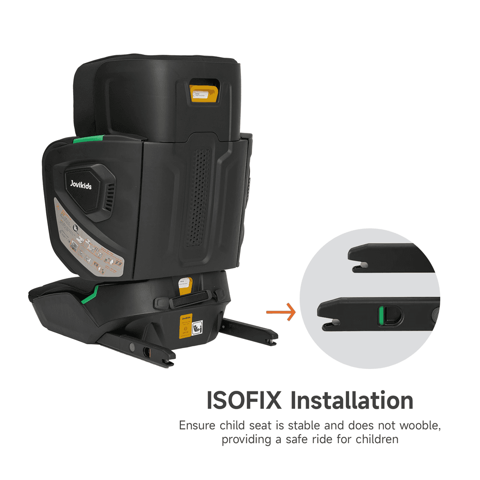 Jovikids Rober I-Size Booster Car Seat ISOFIX Cabin Size (Black)