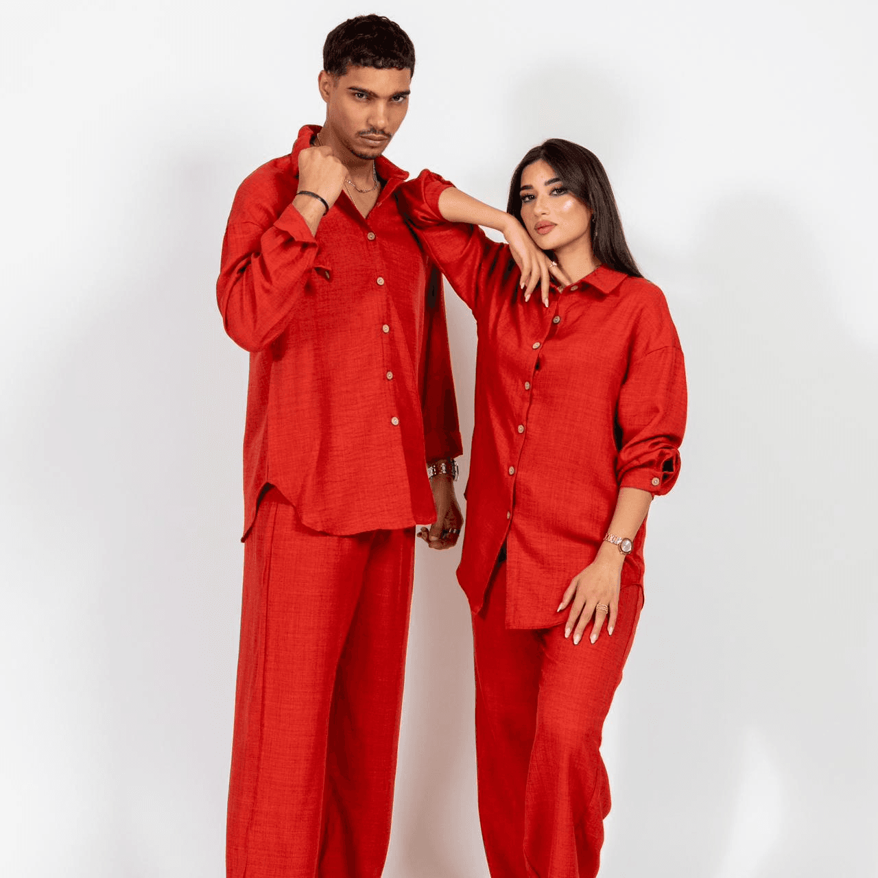 Long Sleeve Shirt with Wide Leg Pant Size L