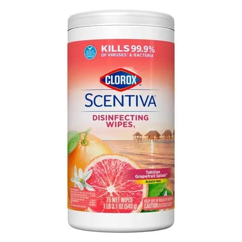 Clorox Scentiva Disinfecting Wipes Tahitian Grapefruit Splash 75 Pieces