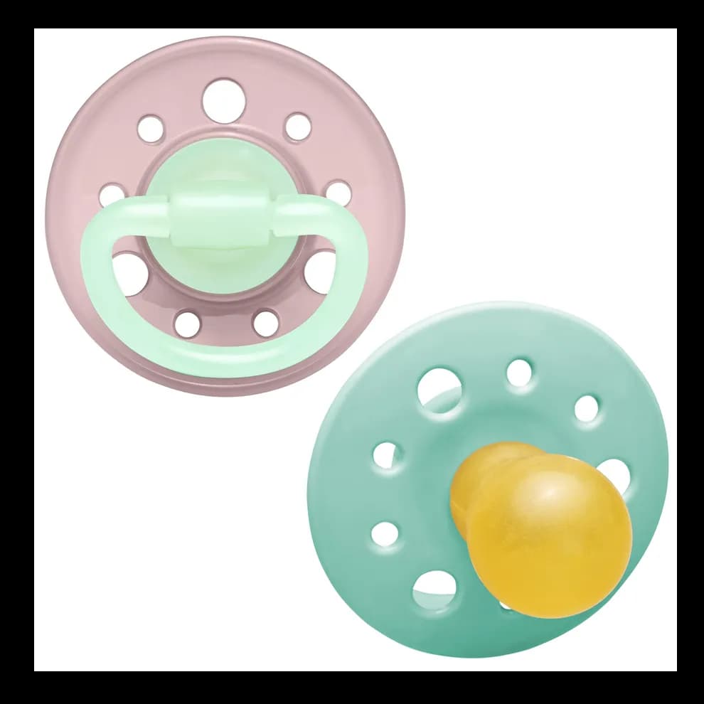 Nip Cherry Glow in the Dark Round Latex Soother (Rose & Green) 0m+