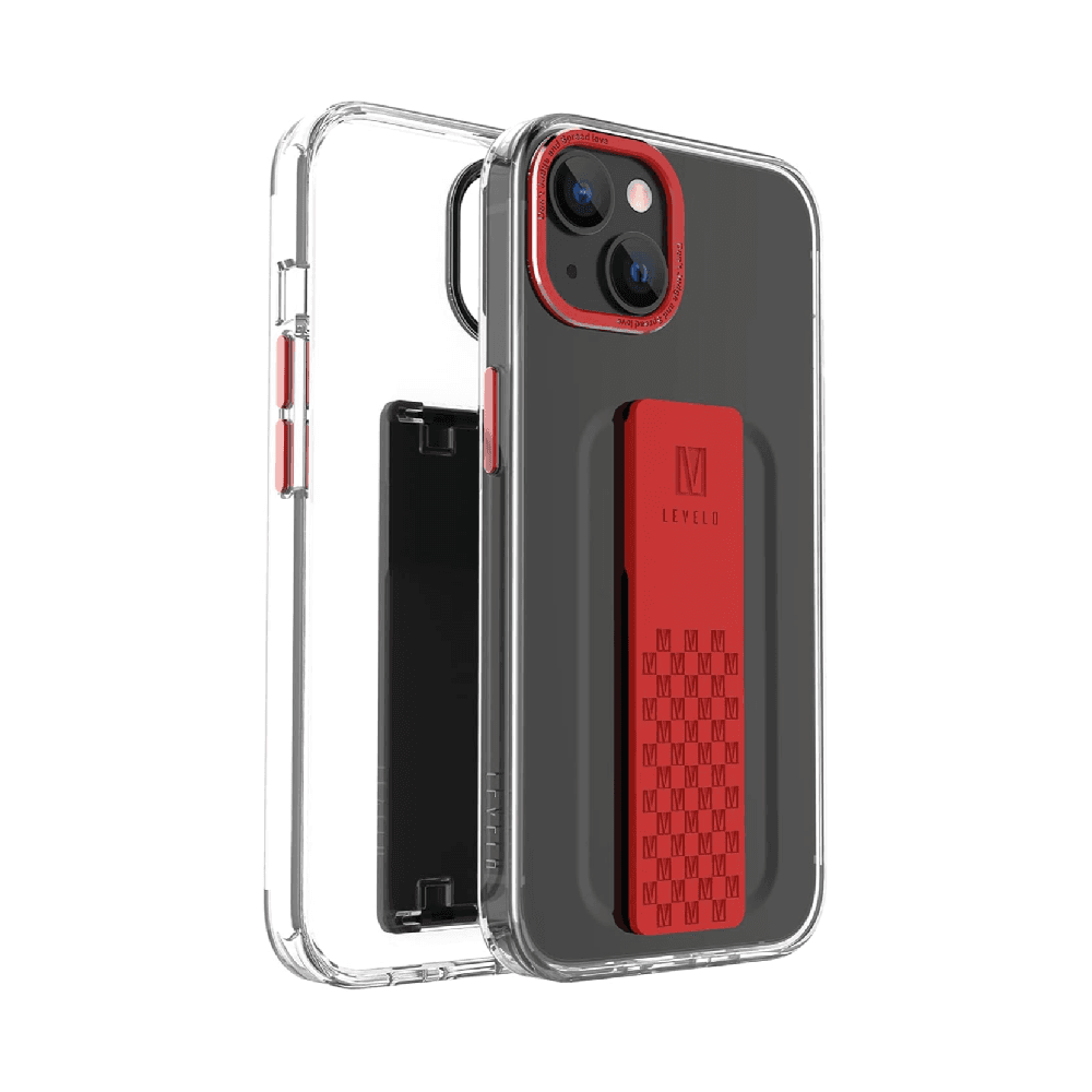 Levelo Graphia Imd Case For iPhone 14 Pro - Red/Clear