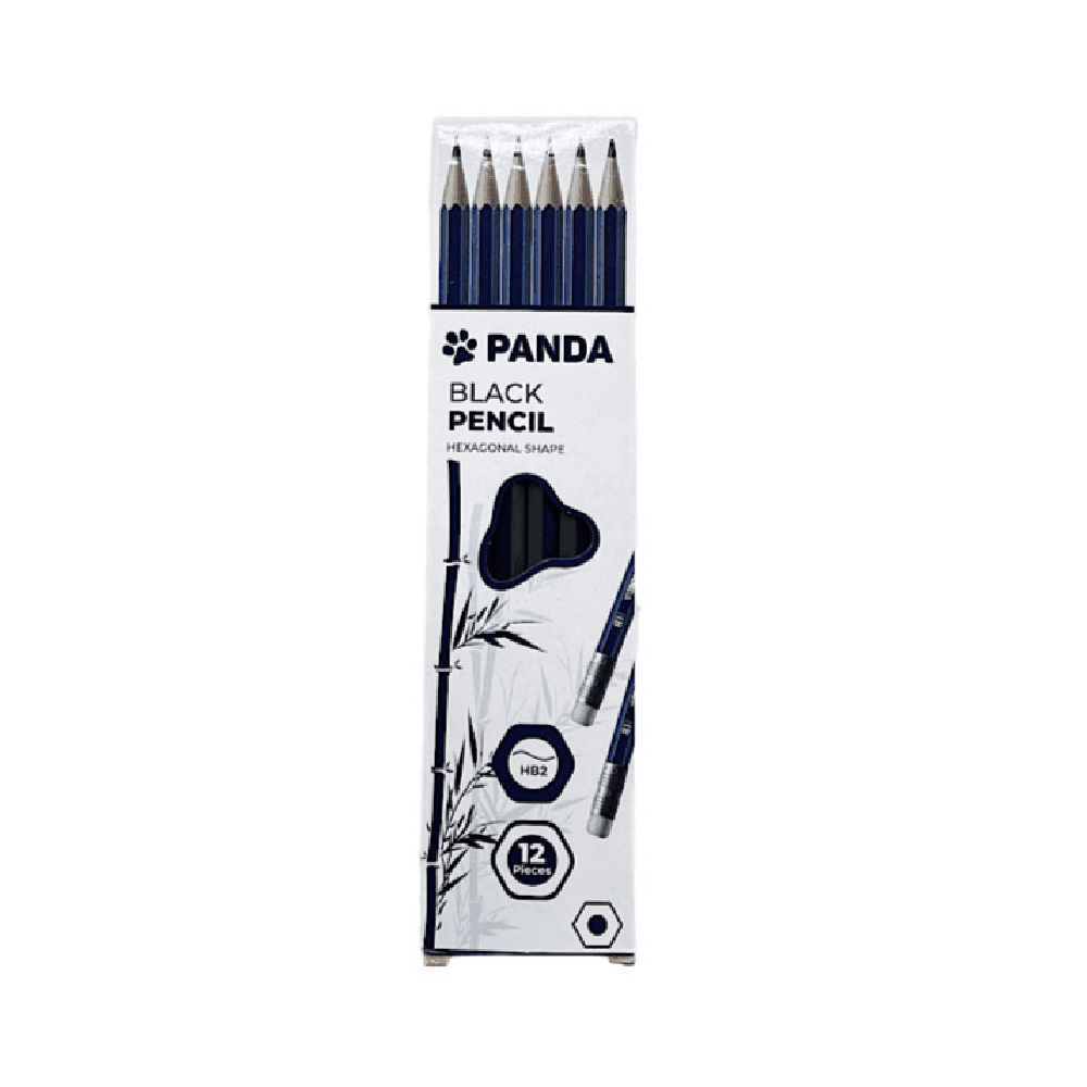 Panda Hexagonal Pencils HB 12 Pcs Black 9711