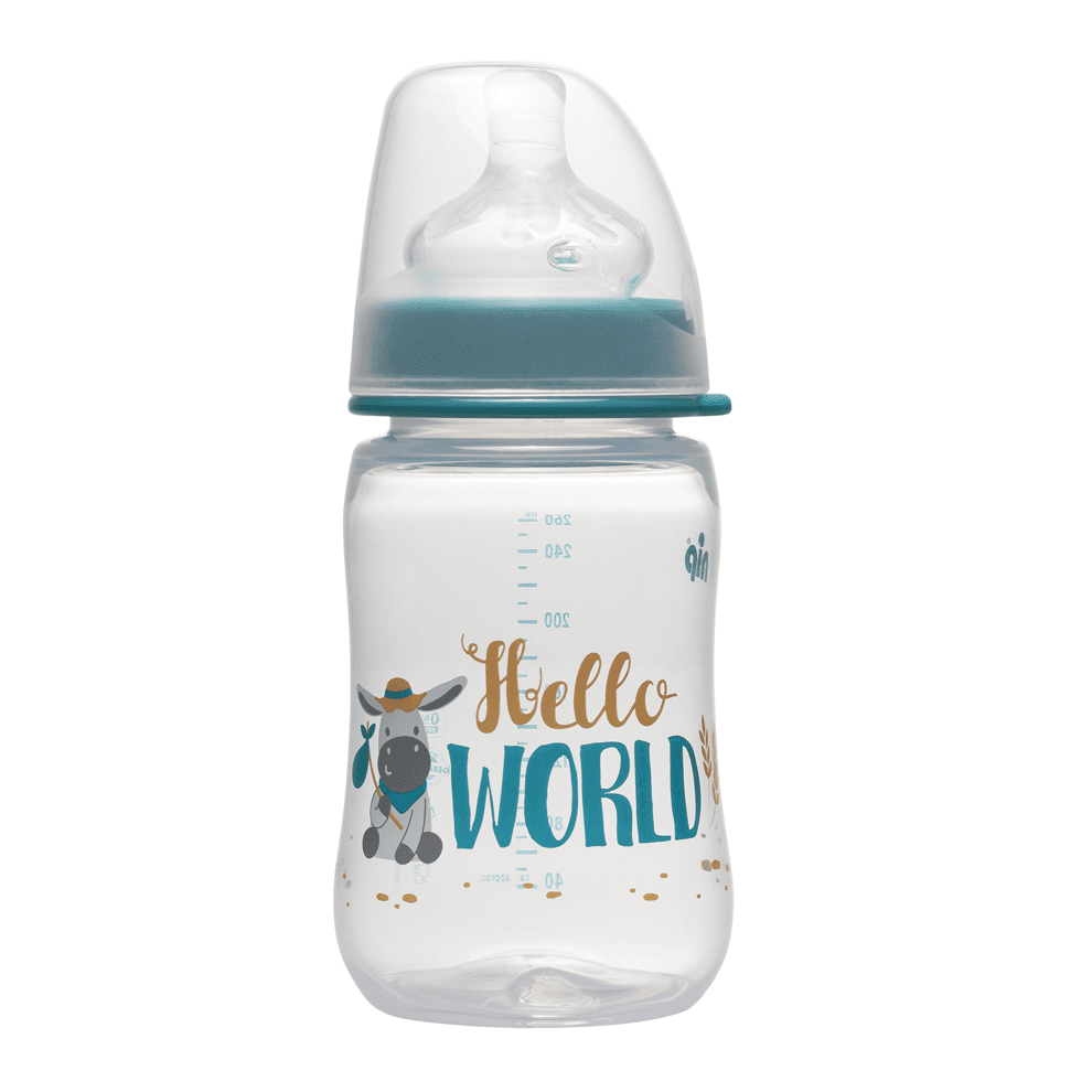 Nip Wide Neck PP Bottle Silicone Round Teat (Blue) 260ml