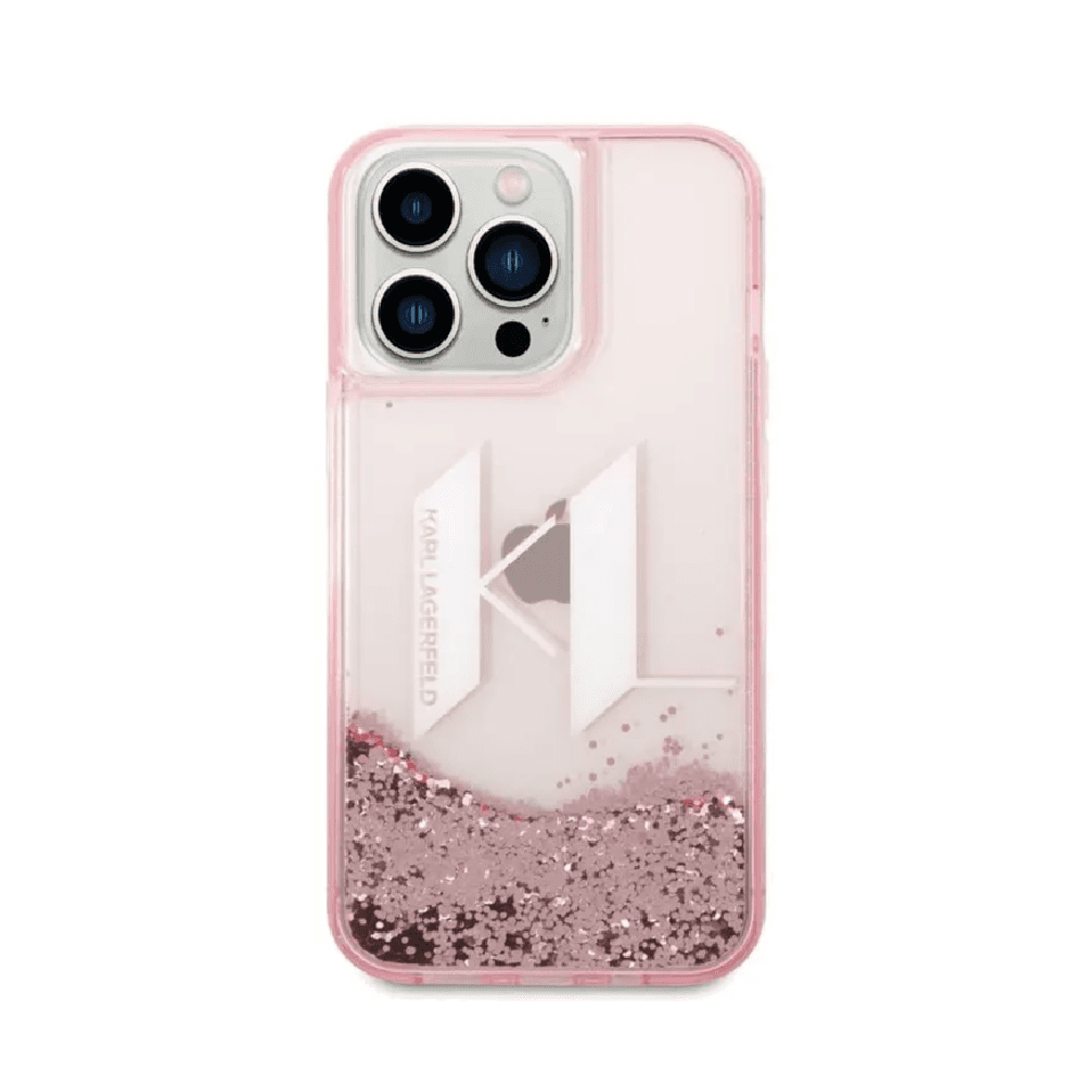 Karl Lagerfeld Liquid Glitter Big Kl Hard Case For iPhone 14 - Pink