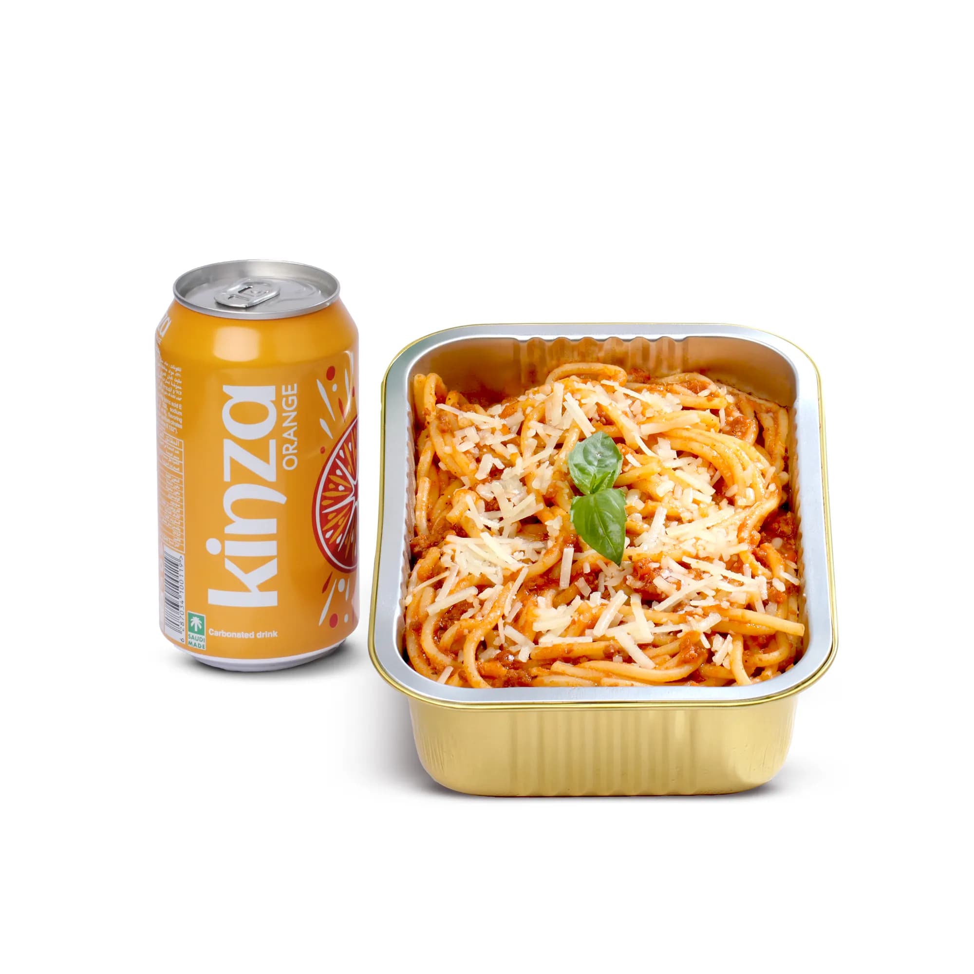 Spaghetti Bolognese Regular + Any Kinza Drink ⓢ