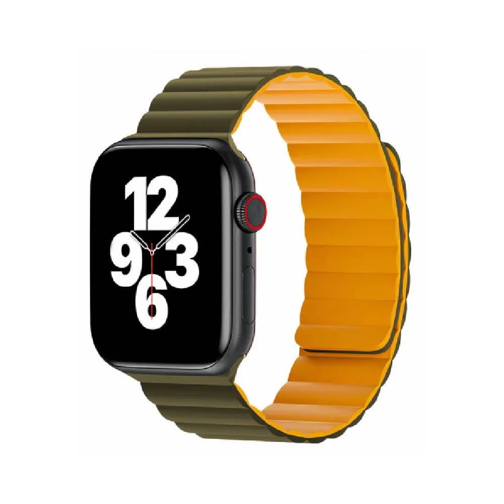 WiWU Magnetic Silicone Band (42/ 49 mm) - Olive Green/Yellow