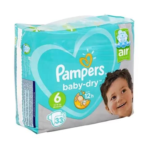 Pampers Baby Dry Diapers Size 6, 15+ Kg, 33pcs