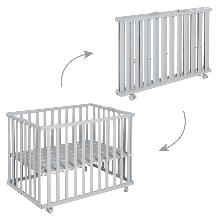 Roba Wooden Foldable Playpen 74 x 100 cm (Taupe)