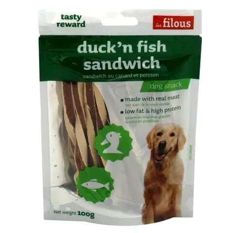 Les Filous Dog Snacks Duck'n Fish Sandwich 100g