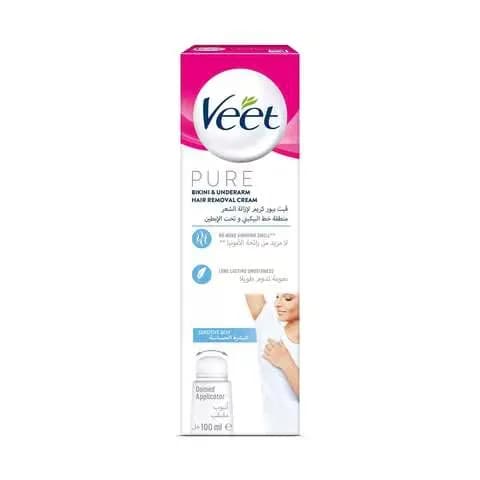 Veet Pure Bikini & Underarm Hair Removal Cream For Sensitive Skin, 100ml