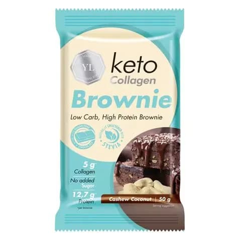 Youthful Living Keto Bar Collagen Brownie Cashew Coconut 50g